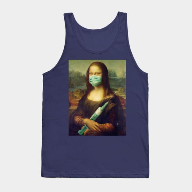 Mona Lisa with a mask and a vaccine syringe Tank Top by Arteria6e9Vena